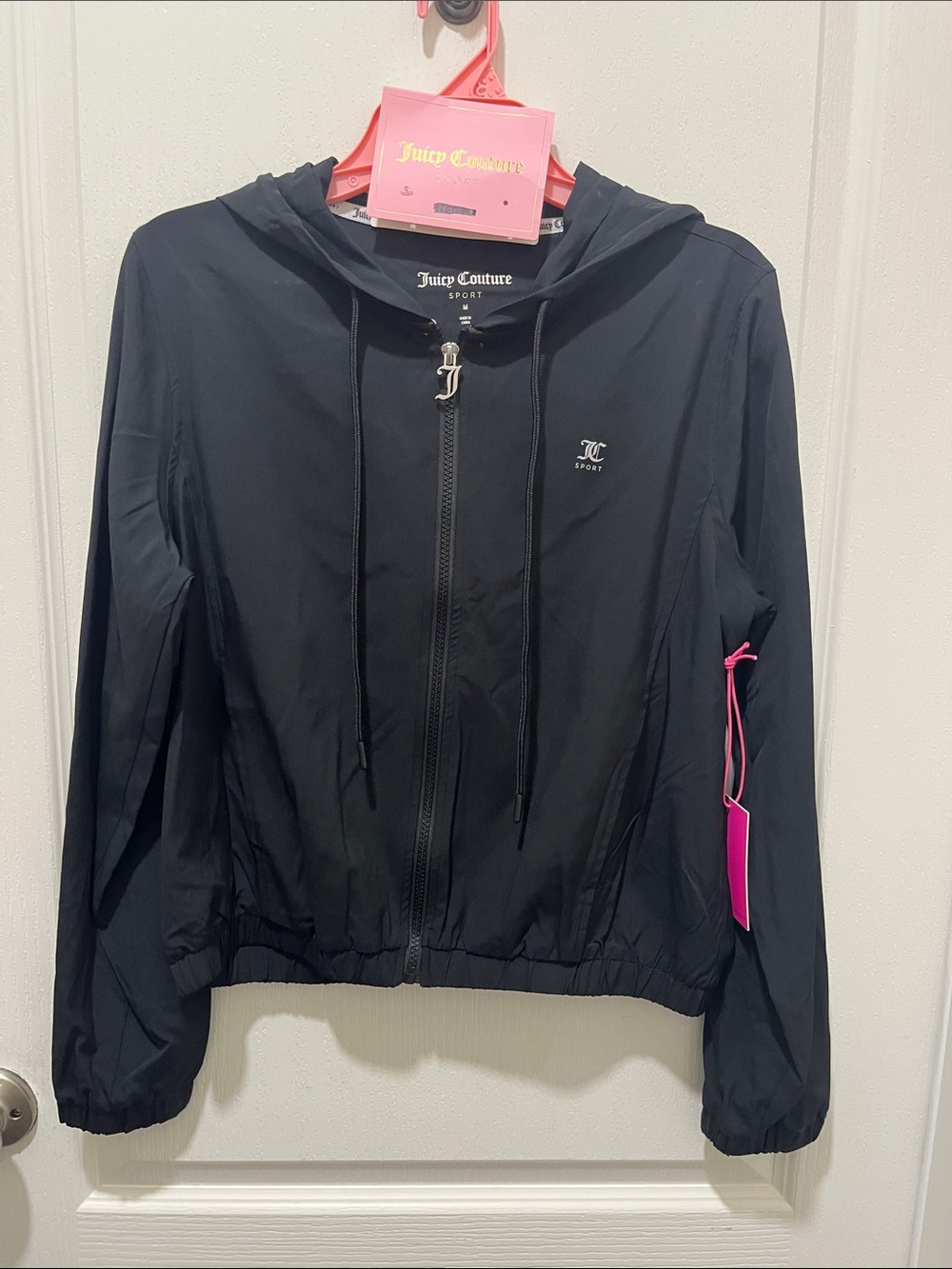 Juicy Couture Black Hooded Zip-Up Windbreaker